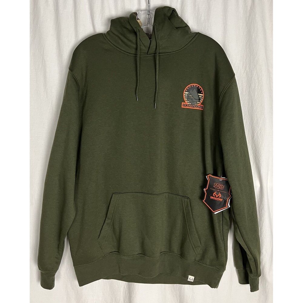NEW Ocean & Coast Realtree Hoodie OLIVE GREEN  Antler Camo ‎ Adult Size L